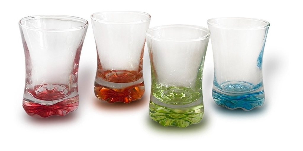 SET DE 4 TEQUILEROS CON FONDO DE COLOR