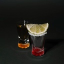 SET DE 4 TEQUILEROS CON FONDO DE COLOR